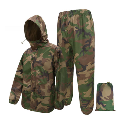 Camouflage raincoat and rain pants