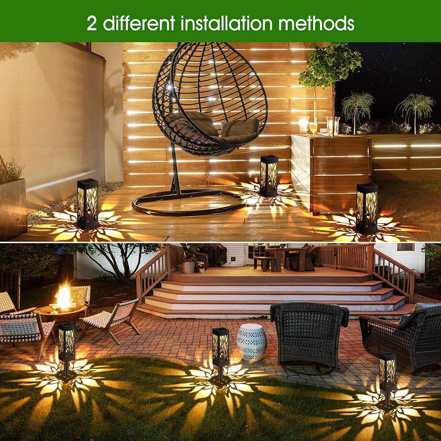 Hollow Solar Lawn Lamp with Leaf Design