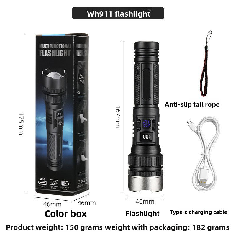 Rechargeable Zoom Flashlight with Digital Display