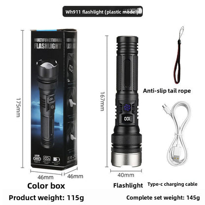 Rechargeable Zoom Flashlight with Digital Display