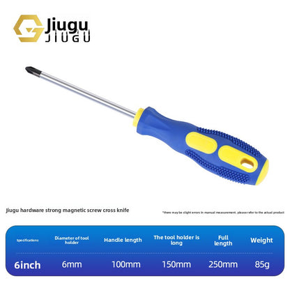 Strong magnetic cross screwdriver with massage handle