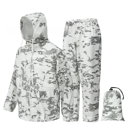 Camouflage raincoat and rain pants