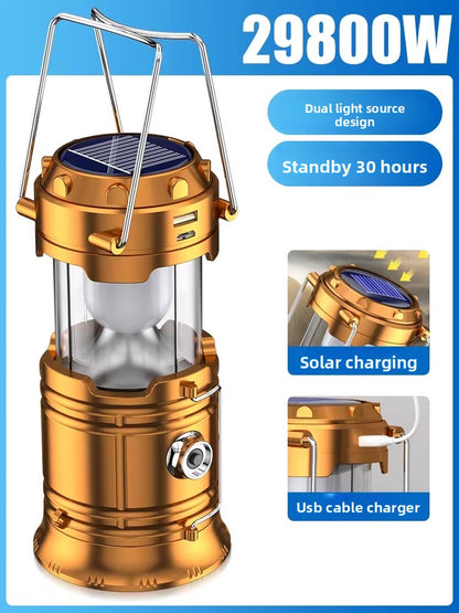 Solar Rechargeable Camping Lantern with Power Bank