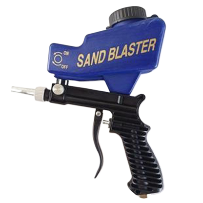 Compact handheld pneumatic sandblasting gun