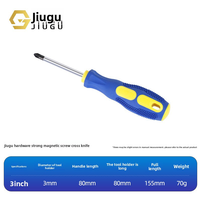 Strong magnetic cross screwdriver with massage handle