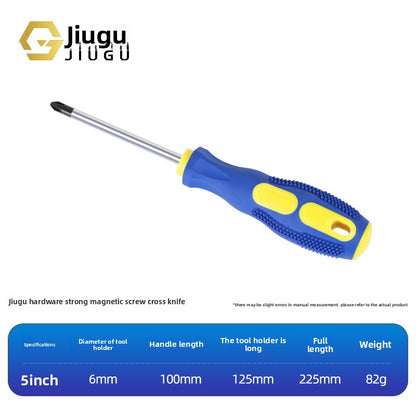 Strong magnetic cross screwdriver with massage handle