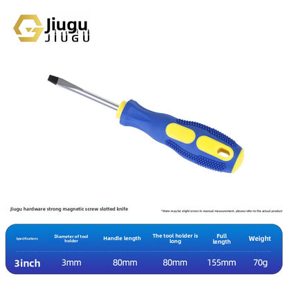 Strong magnetic cross screwdriver with massage handle