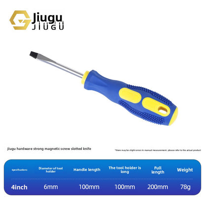 Strong magnetic cross screwdriver with massage handle